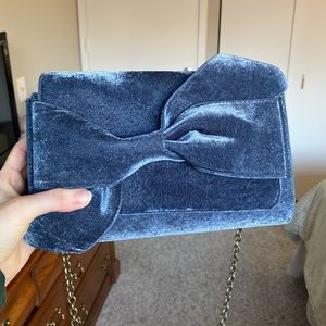 Anthropologie Crushed Velvet Bow Clutch
